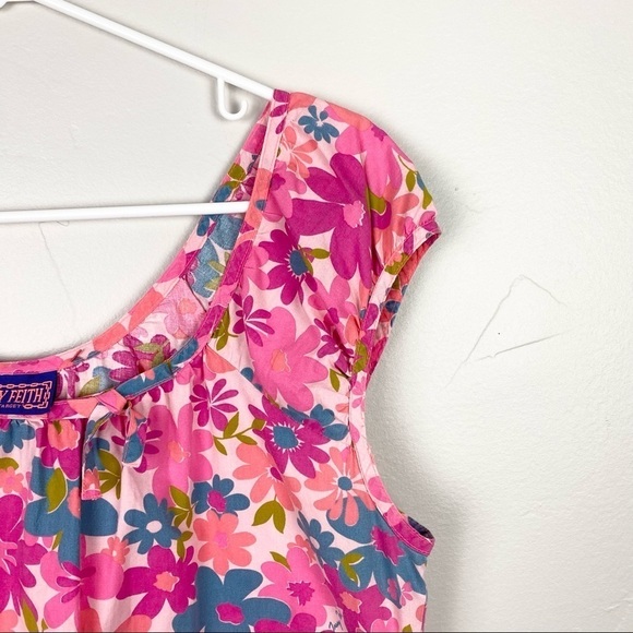 Tracy Feith for Target | Crazy Daisy Vibrant Pink Cap Sleeve Blouse Size Large - Picture 2 of 5